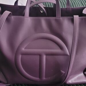 Telfar Purple Logo Tote Bag